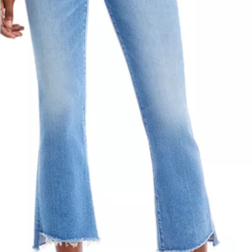 Sz 29 Mother Insider High Rise Crop Step Fray Bootcut Jeans in Out of the Blue